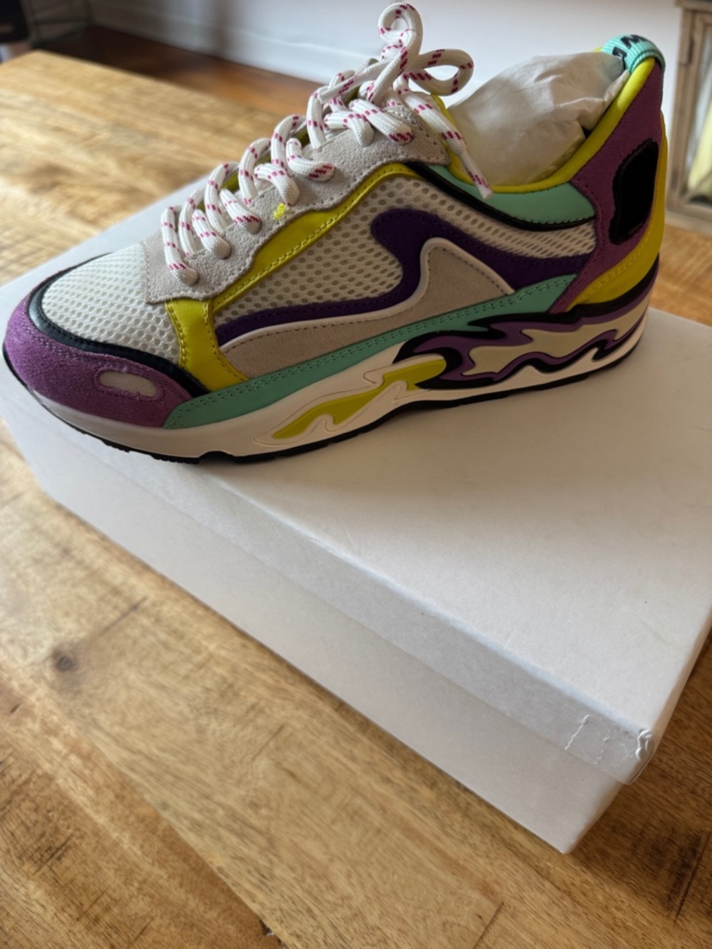 Sandro E23 Flame PARME Trainers Retro Sneakers NEW IN BOX 4.5 Womens 35 EU - Picture 1 of 7